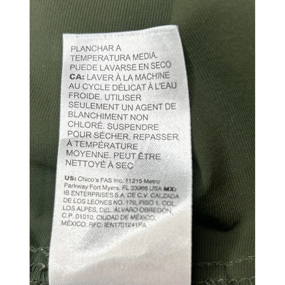 Chicos Women's .5‎ R ( 6 R) Dark Green Brigitte Pants Slim Ankle Pants Pull On - Picture 10 of 10